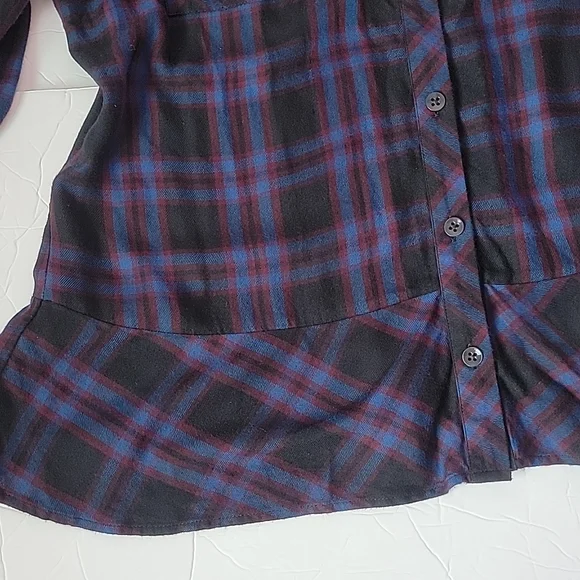 CABI Moody Plaid Button Up Flowy Peplum Tunic Shirt/M. - Picture 8 of 12